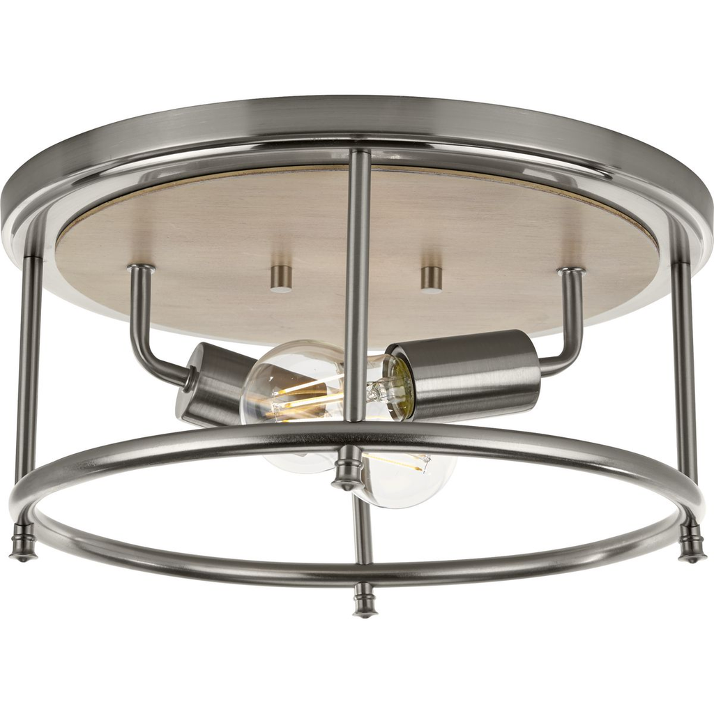 Product image for Progress P350151-009 Durrell Collection Two-Light Brushed Nickel 13" Flush Mount