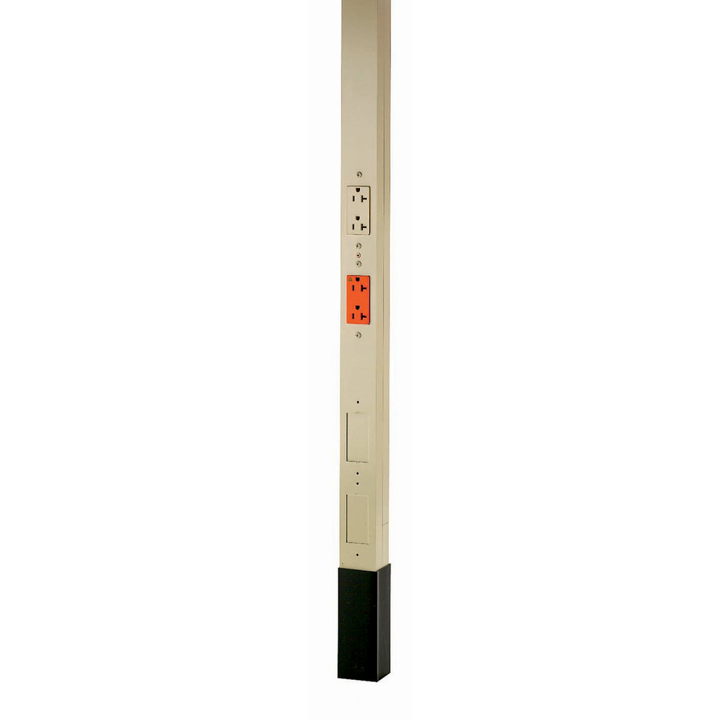 Product image for Hubbell HBLPP10IGAI Aluminum Service Pole, 10'2", 1) Isolated Ground, 1) Duplex Receptacle, Ivory