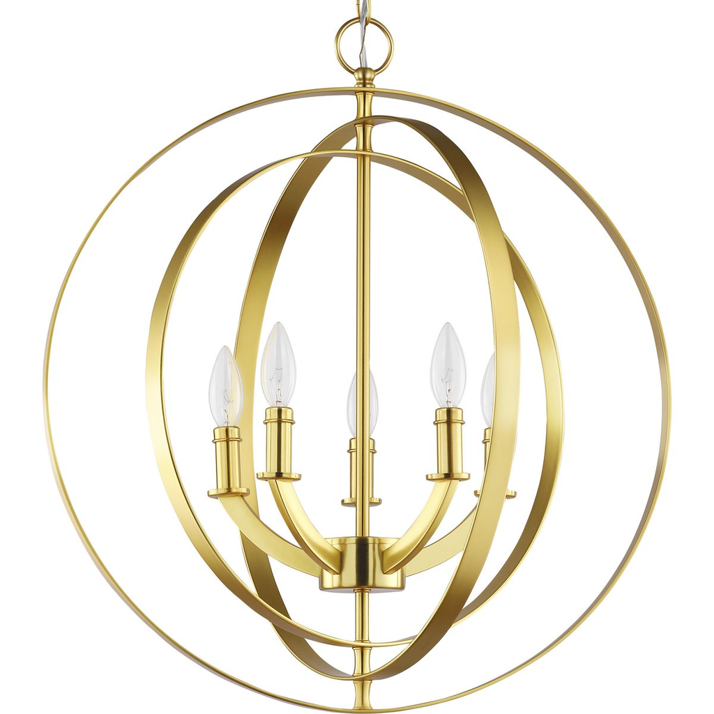 Product image for Progress P3841-12 Equinox Collection Satin Brass Five-Light Sphere Pendant