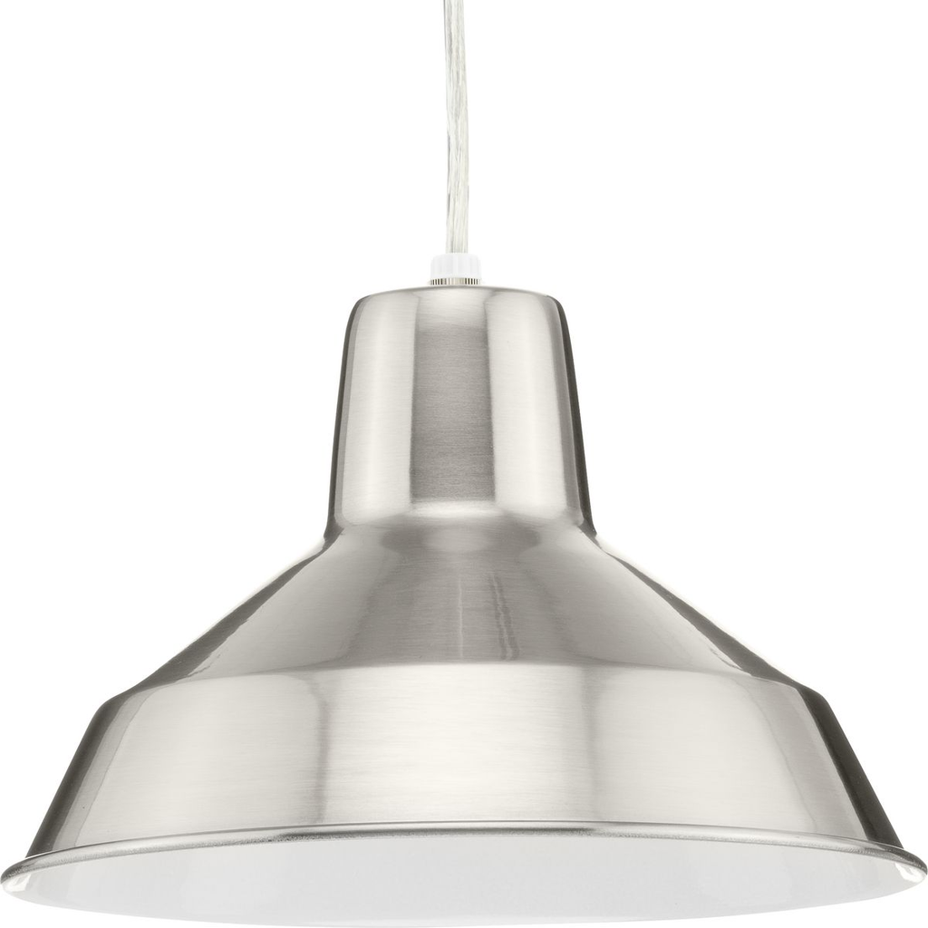 Progress P5087-09 Metal Shade Collection One-Light Brushed Nickel Spun Metal Shade Farmhouse Pendant Light Product image for Progress P5087-09 Metal Shade Collection One-Light Brushed Nickel Spun Metal Shade Farmhouse Pendant Light