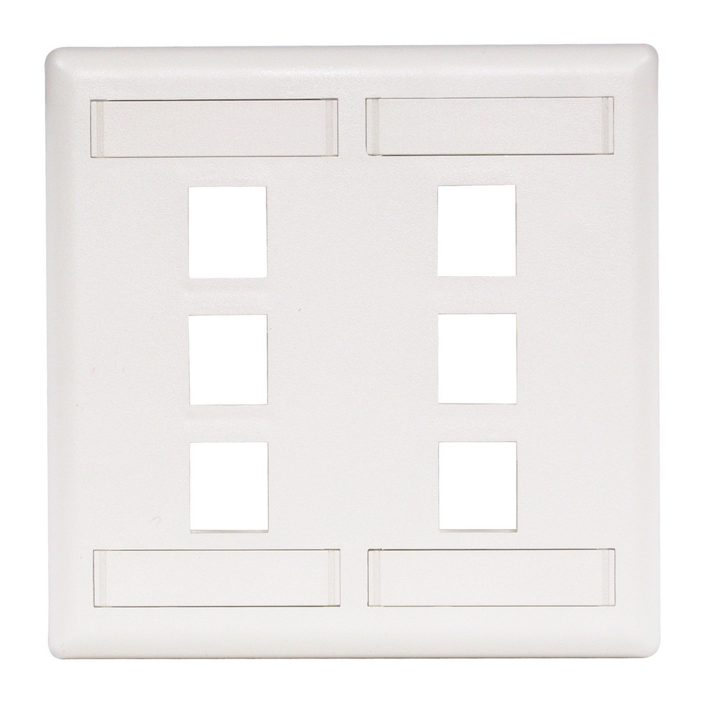 Product image for Hubbell IFP26W PLATE, WALL, FLUSH, 2-G, 6PORT, WH