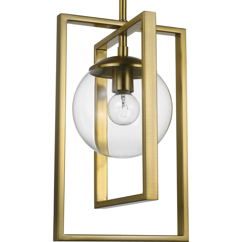 Product image for Progress P500283-109 Atwell Collection One-Light Brushed Bronze Clear Glass Luxe Pendant Light