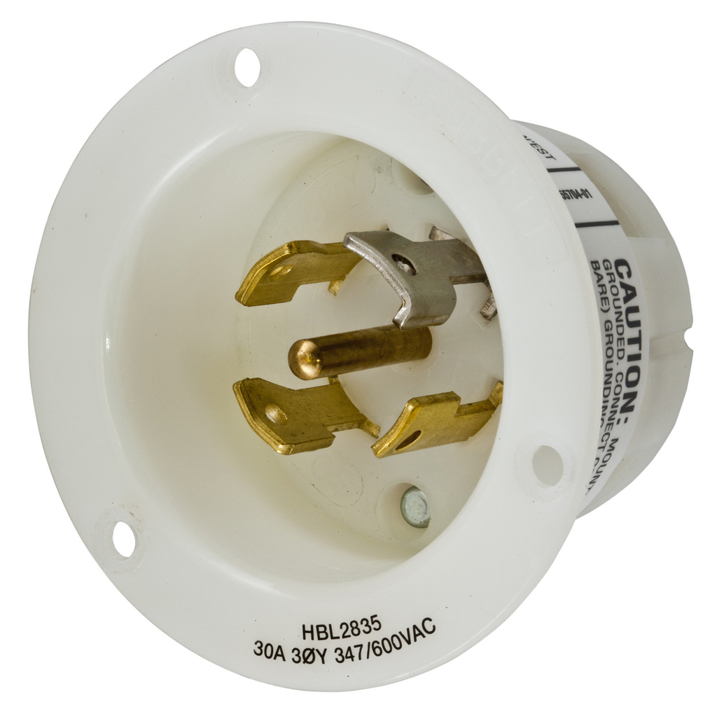 Product image for Hubbell HBL2835 Locking Flanged-INLT, 30A 3PH 347/600V, L23-30P