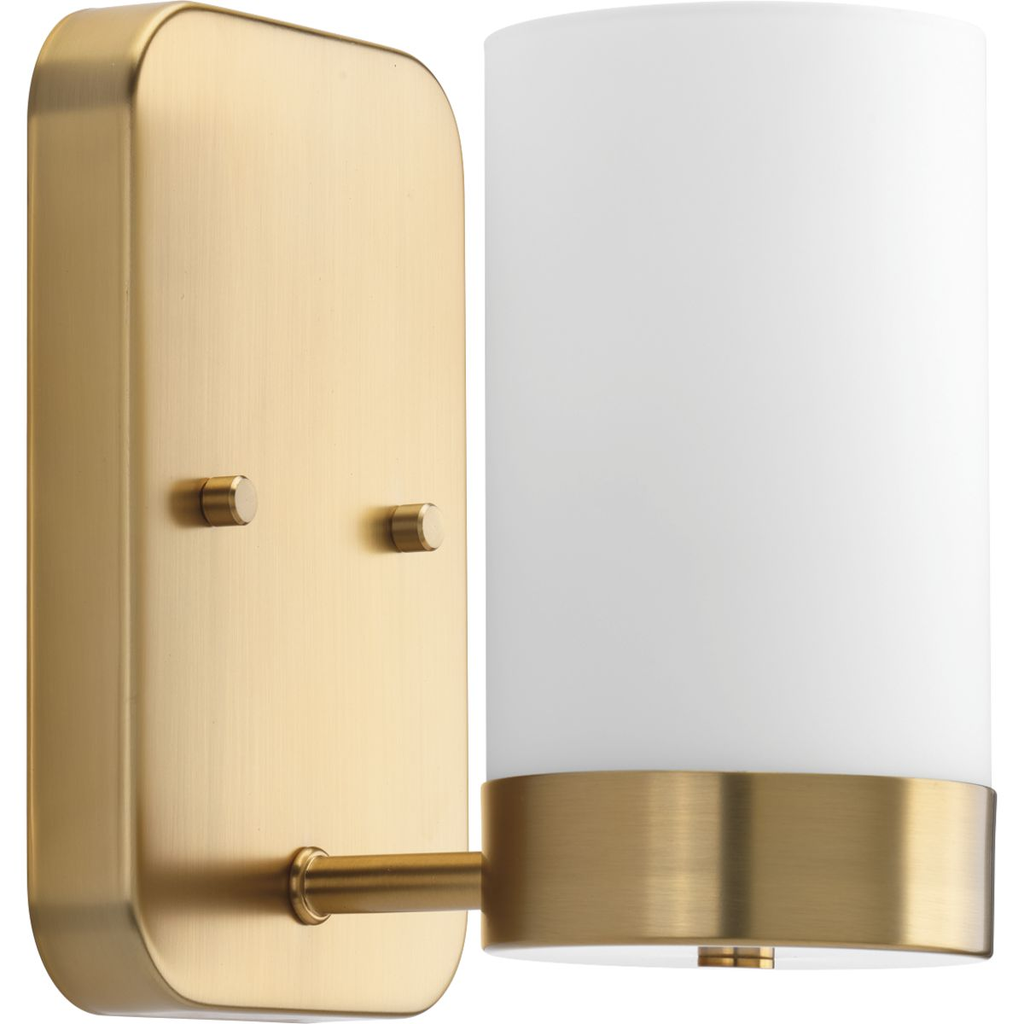 Product image for Progress P300020-109 Elevate Collection One-Light Brushed Bronze Etched White Glass Mid-Century Modern Bath Vanity Light