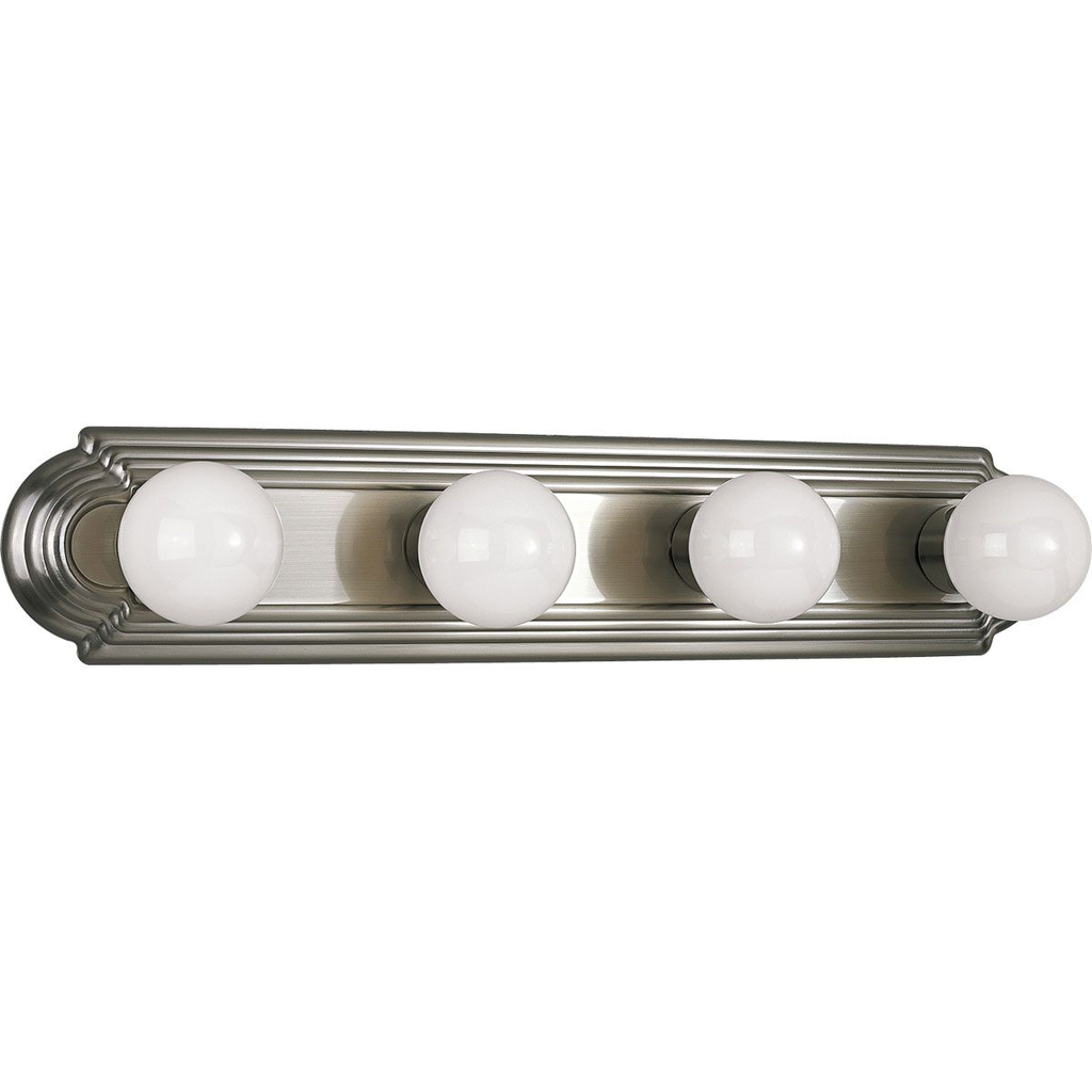 Product image for Progress P3025-09 Broadway Collection Four-Light Brushed Nickel Traditional Bath Vanity Light