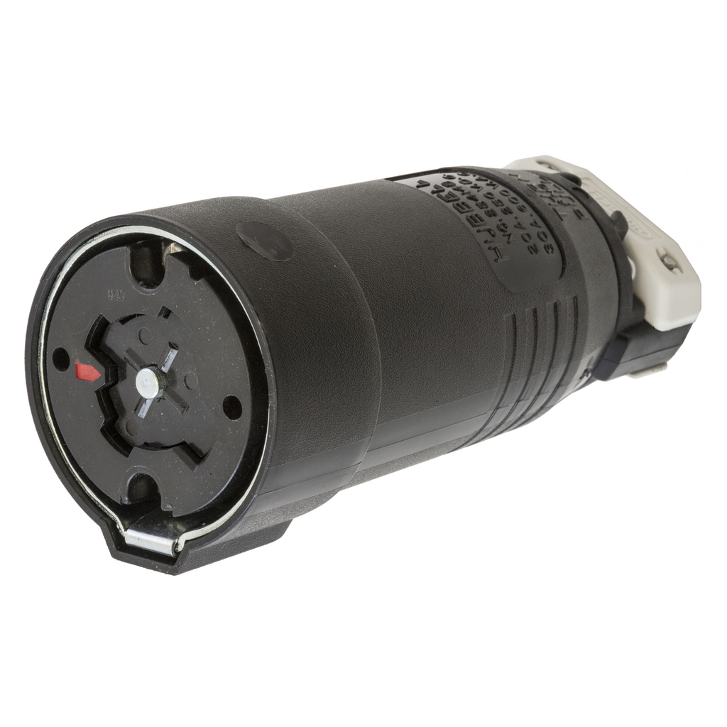 Product image for Hubbell HBL25414B 30 Amp 600 Volt 4-Pole 5-Wire Black and White Locking Connector Body