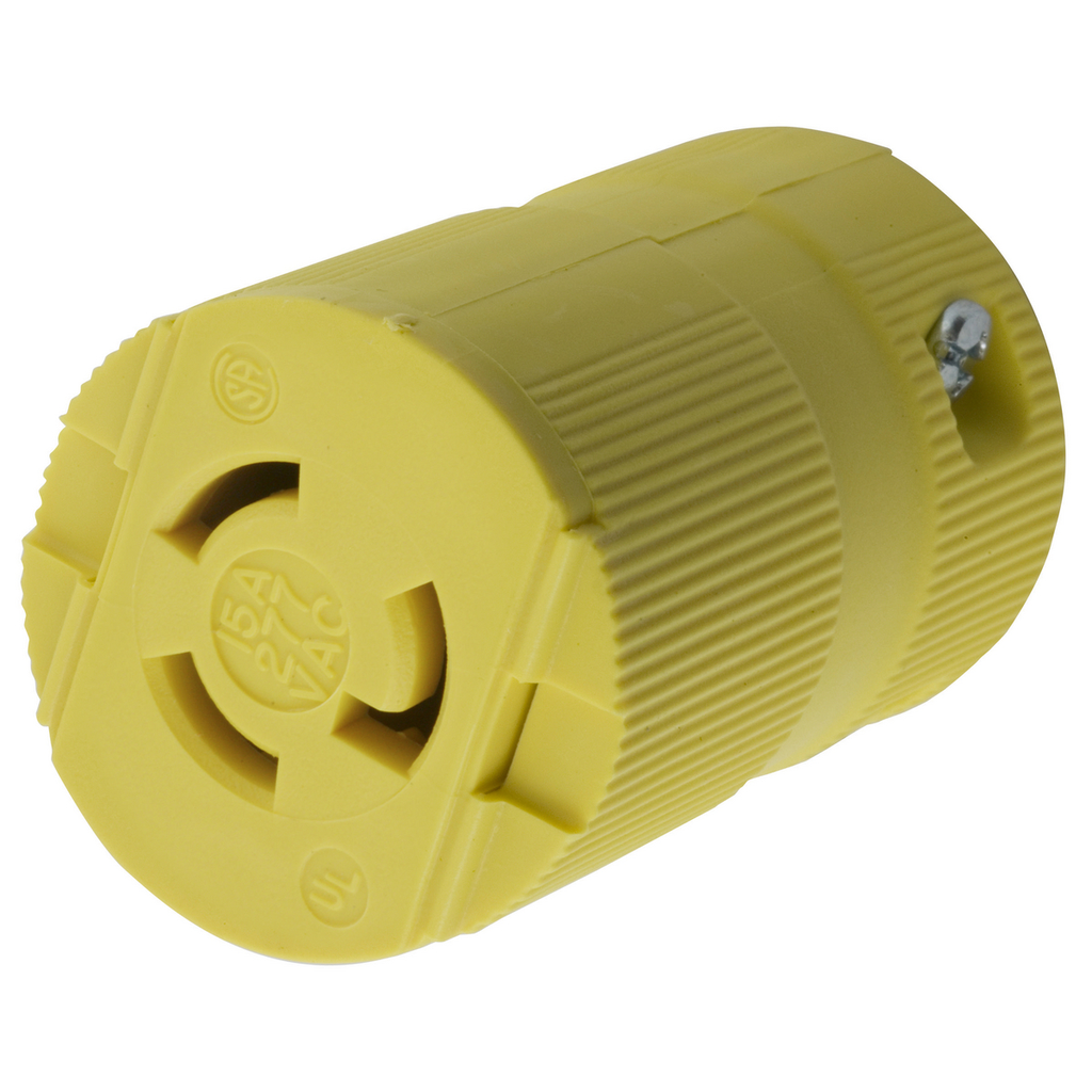 Product image for Hubbell Wiring Devices HBL4779VY 15 Amp 277 VAC NEMA L7-15R Yellow Nylon Locking Connector