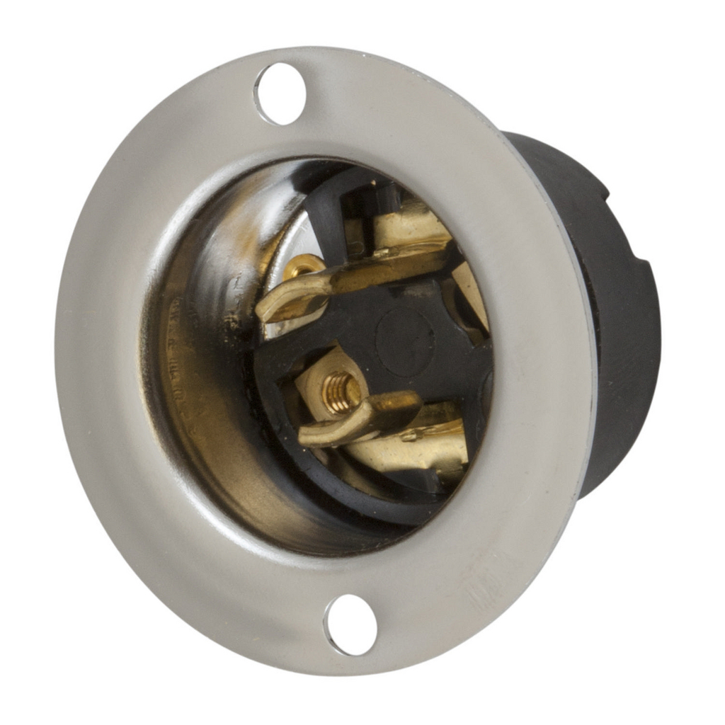 Product image for Hubbell HBL7466 Locking Flanged-INLET, MIDGET, 15A 125V, ML-1P