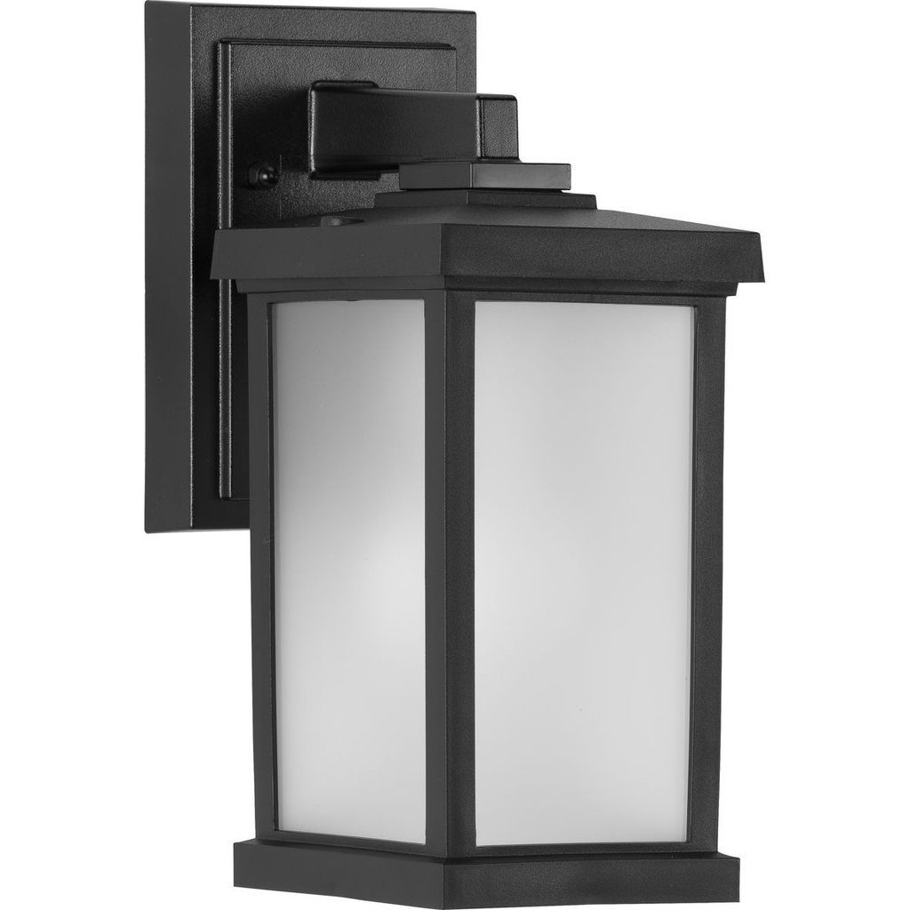 Product image for Progress P560288-031 Trafford Non-Metallic Lantern Collection One-Light Textured Black Frosted Shade Traditional Outdoor Wall Lantern Light