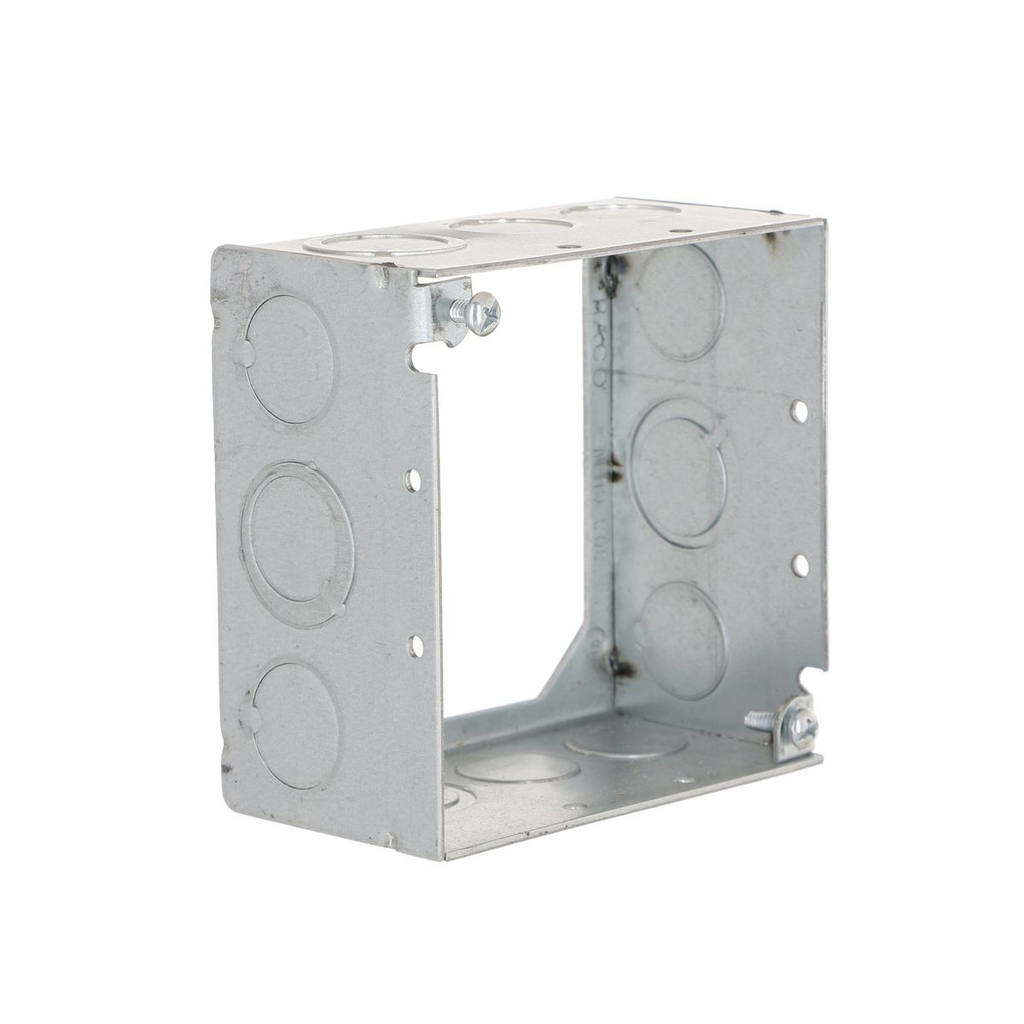 Product image for Raco 207 4" Square Extension Ring, Welded, 2-1/8" Deep, Six 1/2 and Six 3/4" KO's