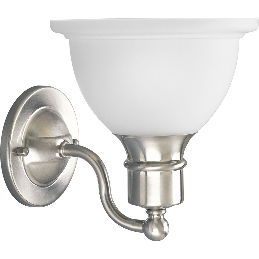 Product image for Progress P3161-09 Madison Collection One-Light Brushed Nickel Etched Glass Traditional Bath Vanity Light