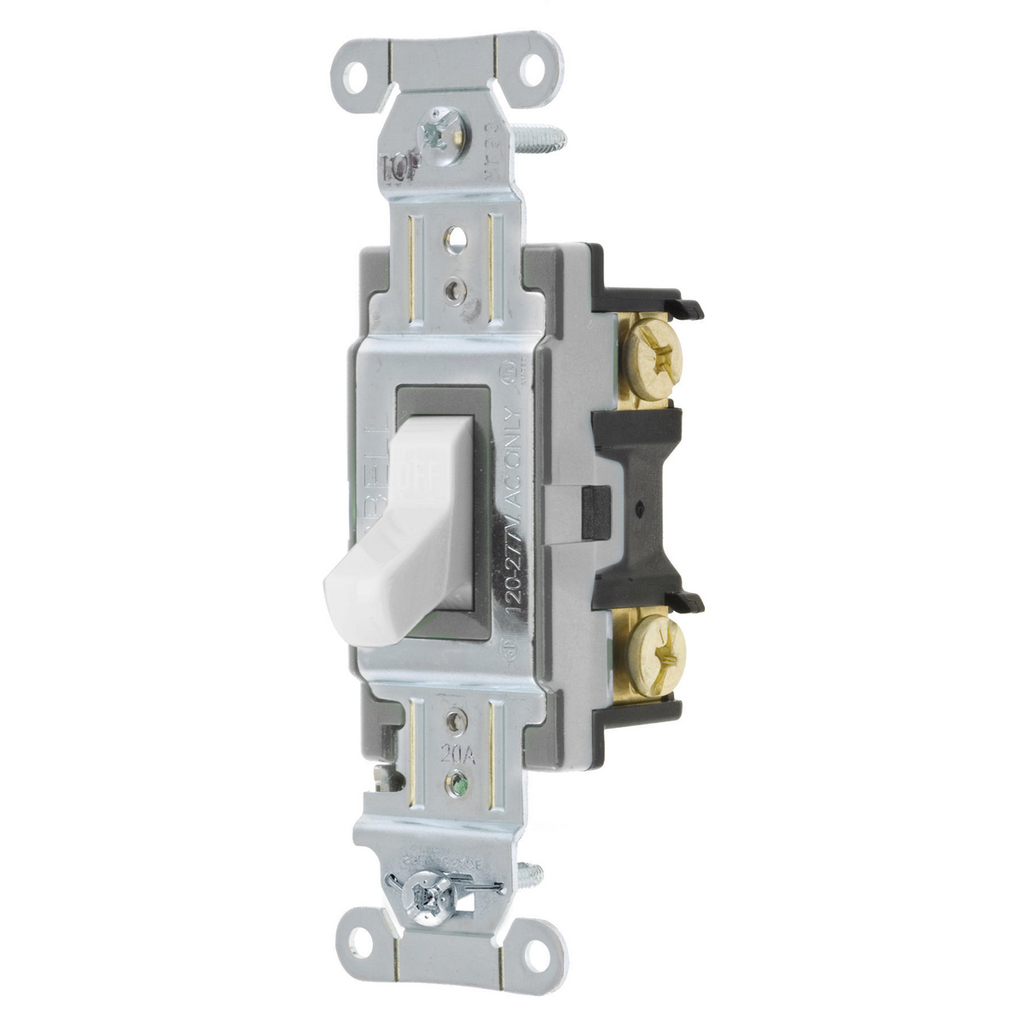 Mayer-DDS-Switches and Lighting Controls, Toggle Switch, Commercial Grade, Single Pole, 20A 120/277V AC, Side Wired, White Toggle-1