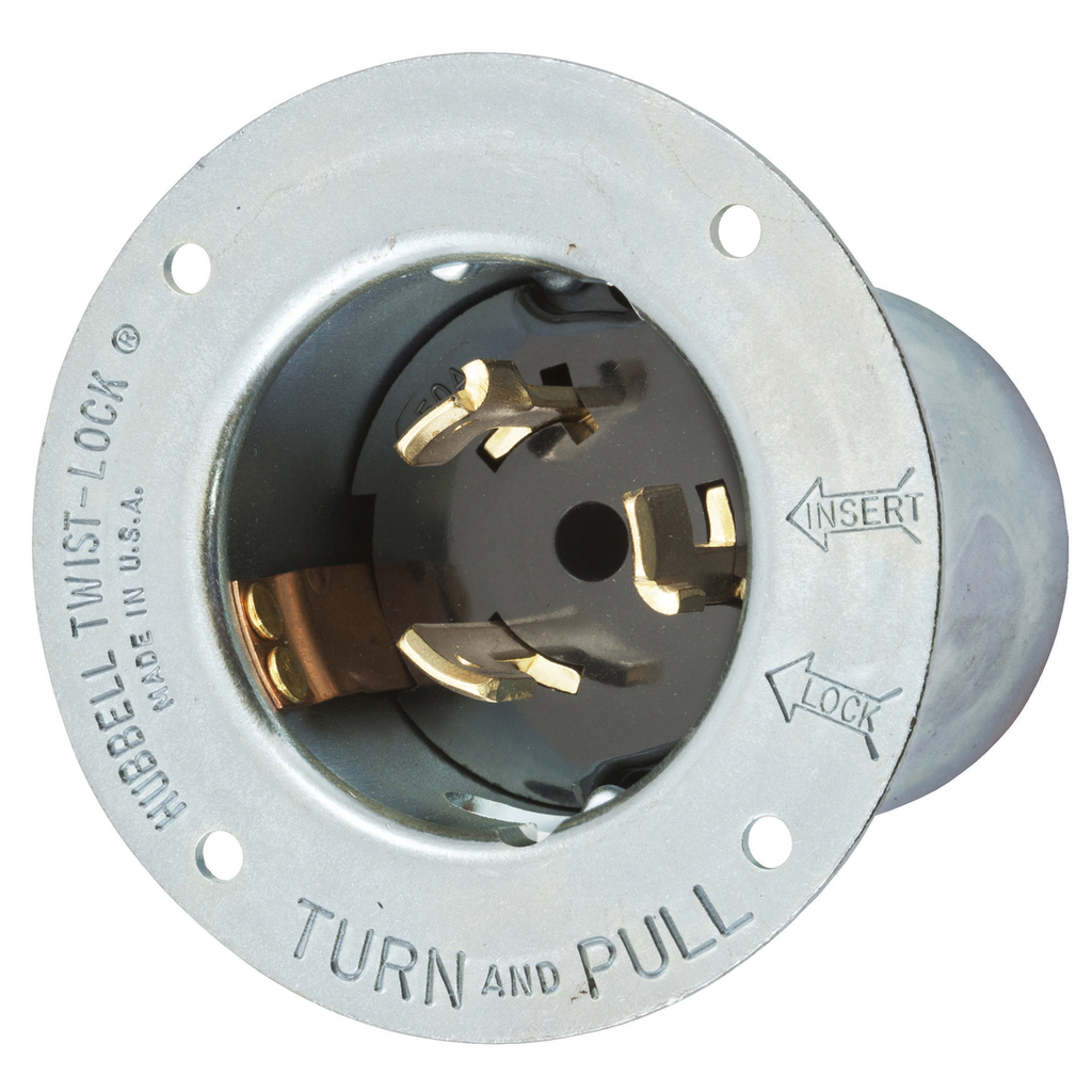 Product image for Hubbell CS8175 50 Amp 480 VAC 3-Phase 3-Pole 4-Wire Steel Casing Flanged Inlet