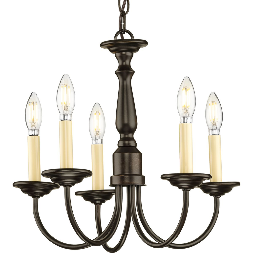 Product image for Progress P4009-20 Five-Light Antique Bronze Ivory Candles Traditional Chandelier Light