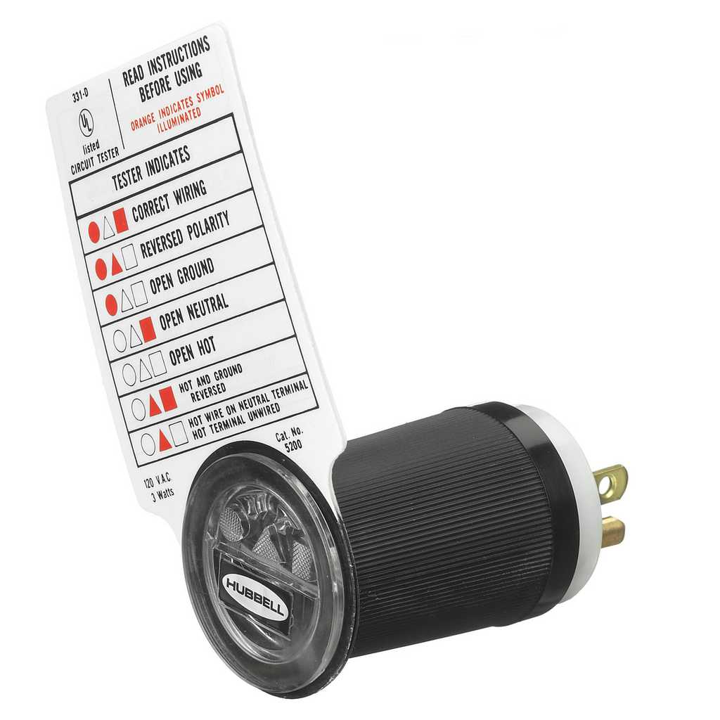 Product image for Hubbell HBL5200 RECEPTACLE CIRCUIT TESTER