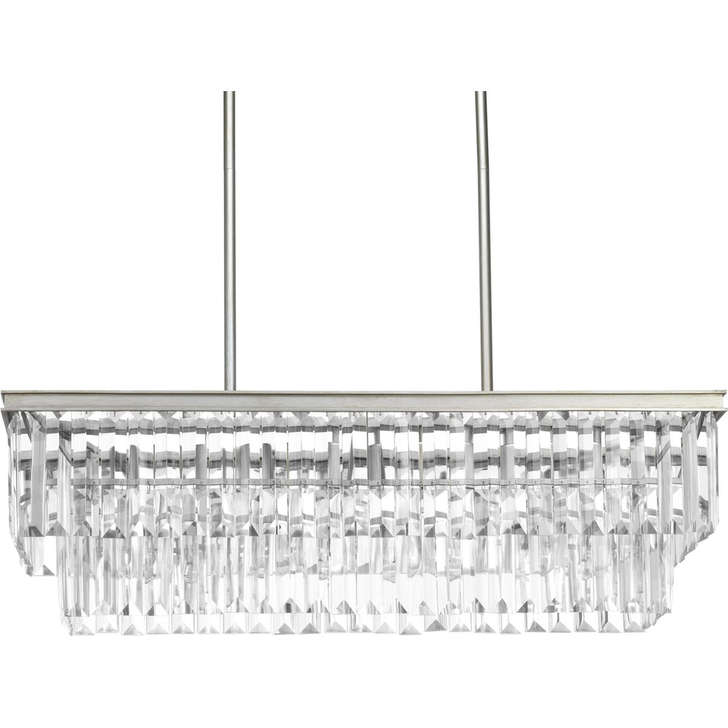 Progress P400101-134 Glimmer Collection Four-Light Silver Ridge Luxe Linear Chandelier Light Product image for Progress P400101-134 Glimmer Collection Four-Light Silver Ridge Luxe Linear Chandelier Light