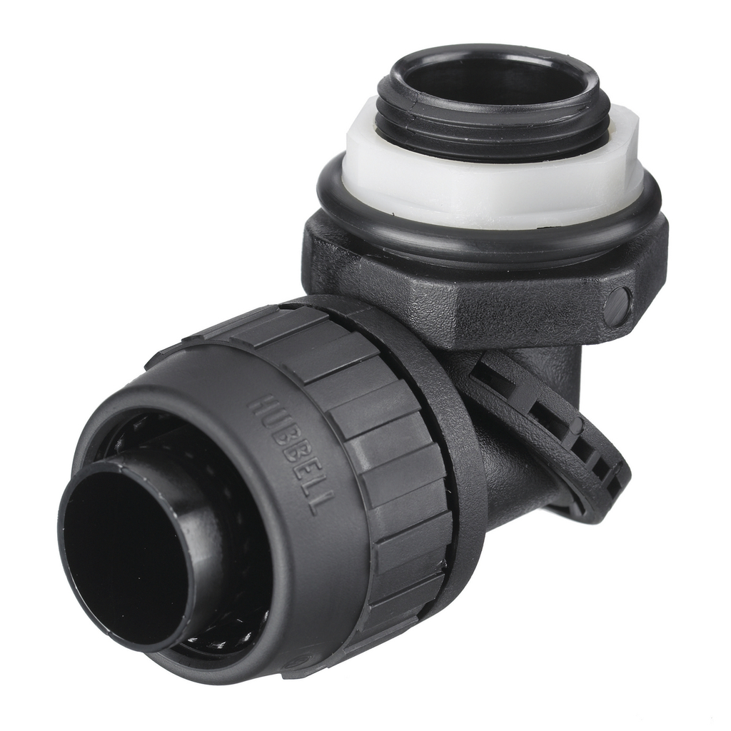 Mayer-DDS-Kellems Wire Management, Liquidtight System, SwivelLok® Multi-Position Male Liquid Tight Connector, 3/4", Non-Metallic, Black-1