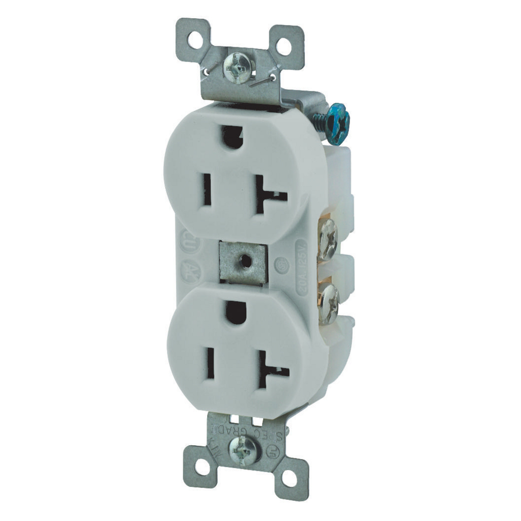Product image for Hubbell 5352AOW Receptacle, DUP SB, HUBPRO, 20A 125V, SF , OW