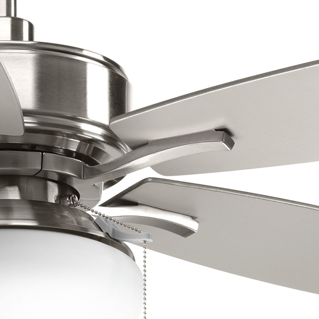 52" 5 Blade Brushed Nickel ceiling fan with pull chain