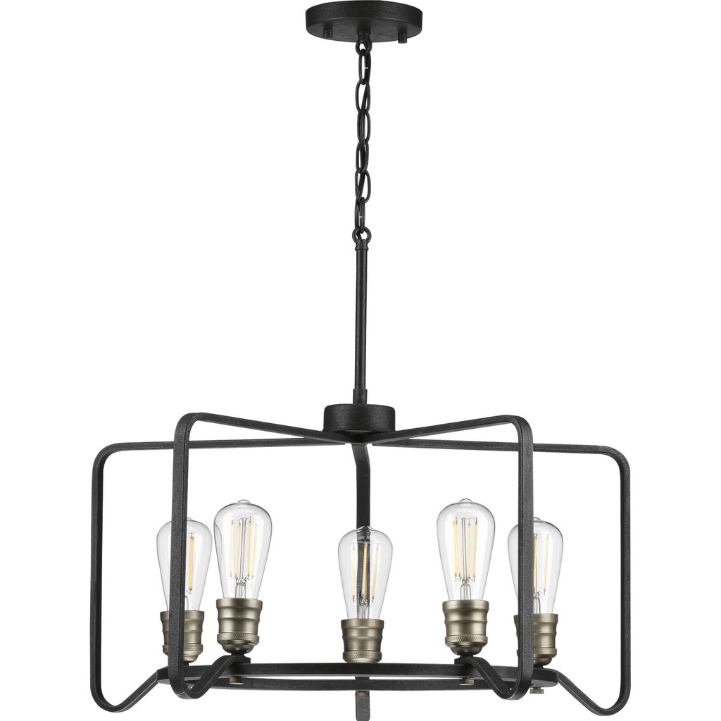 Product image for Progress P400153-071 Foster Collection Five-Light Gilded Iron Farmhouse Chandelier Light