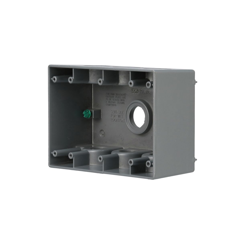 Product image for Bell 5390-0 3-Gang Weatherproof Deep Box, Seven 3/4 in. Threaded Outlets, Gray