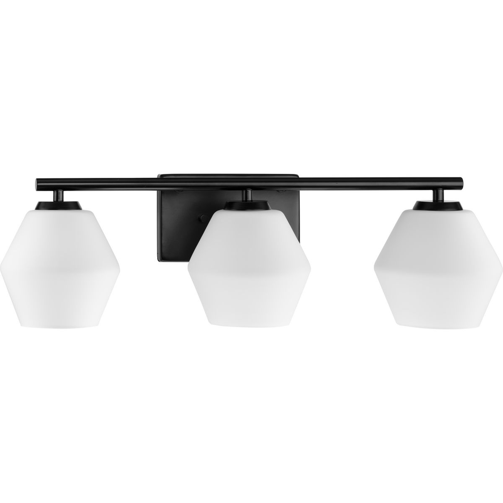 Product image for Progress P300432-31M Copeland Collection Three-Light Matte Black Mid-Century Modern Vanity Light