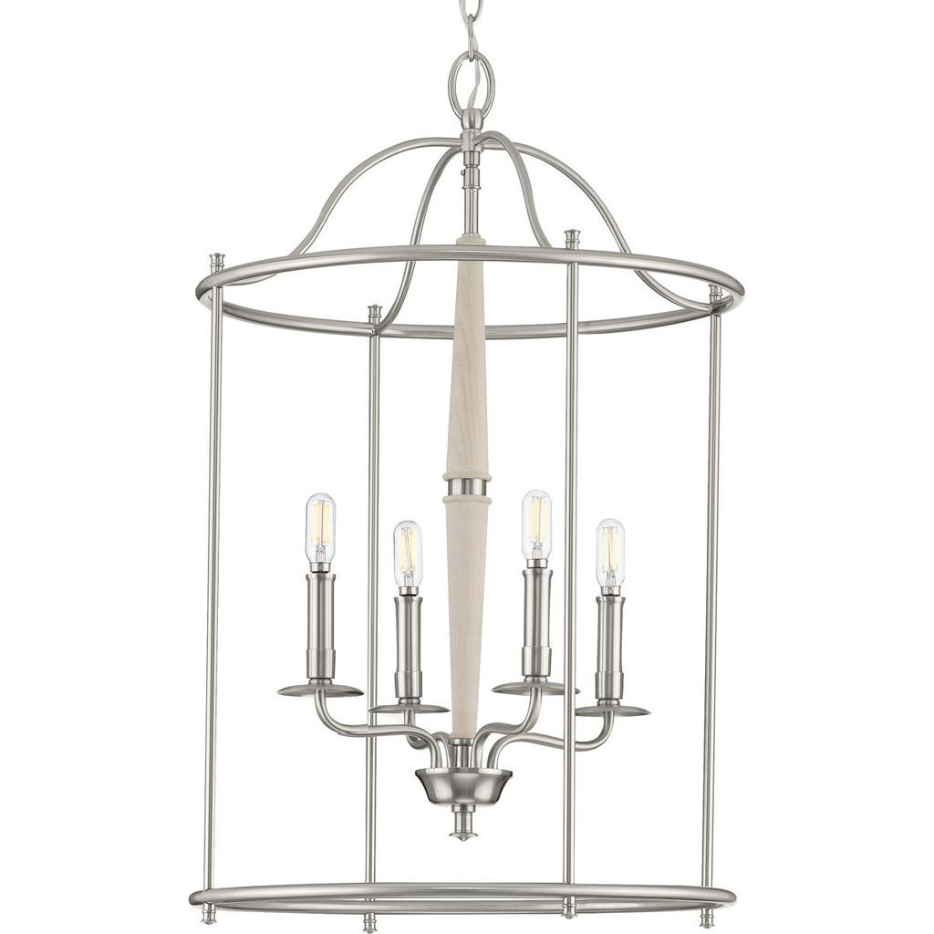 Product image for Progress P500210-009 Durrell Collection Four-Light Brushed Nickel Medium Foyer