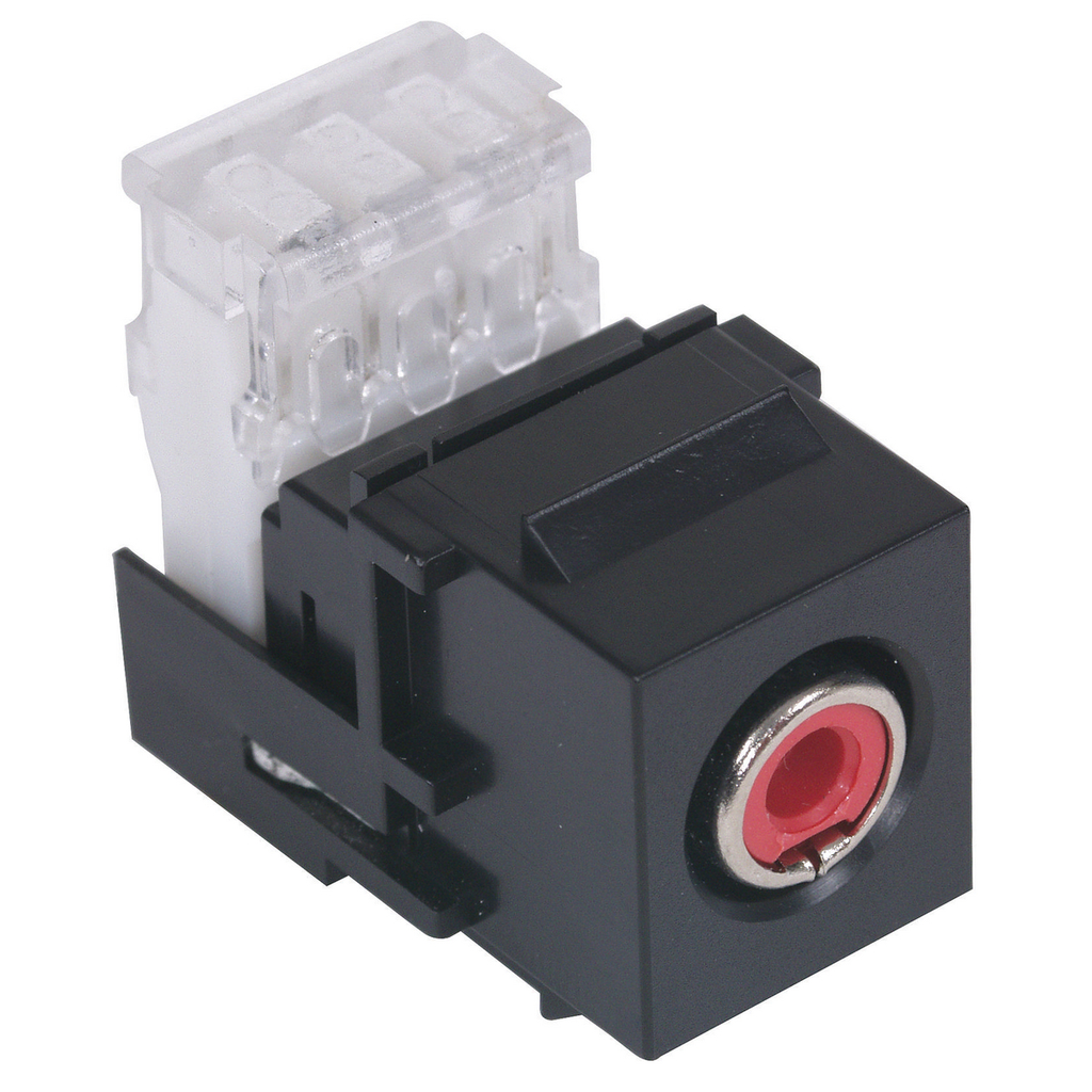 Product image for Hubbell Wiring Devices SFRC110R Black Housing Red Insulator RCA 110 Connector