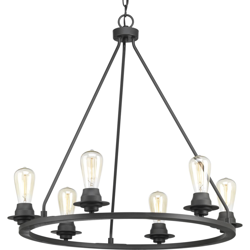 Product image for Progress P400015-143 Debut Collection Six-Light Graphite Farmhouse Chandelier Light