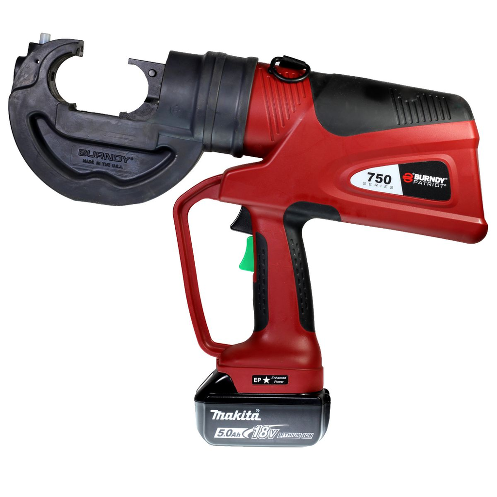 Product image for Burndy PAT750CL5 PAT750 12T Covered C-Head Battery Crimper, 5Ah Li-ion, AC, Hard Case