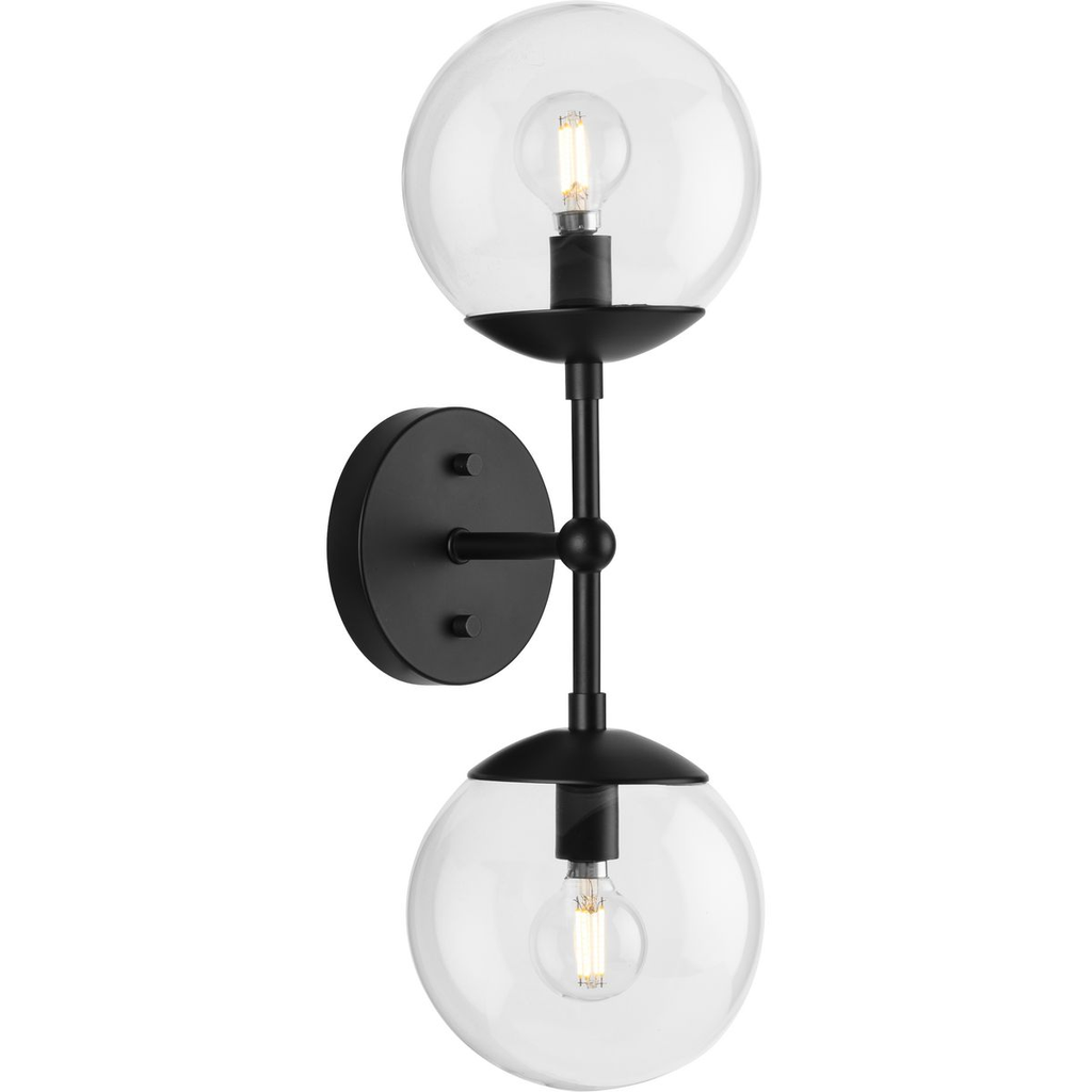 Product image for Progress P710114-31M Atwell Collection Two-Light Matte Black Mid-Century Modern Wall Sconce