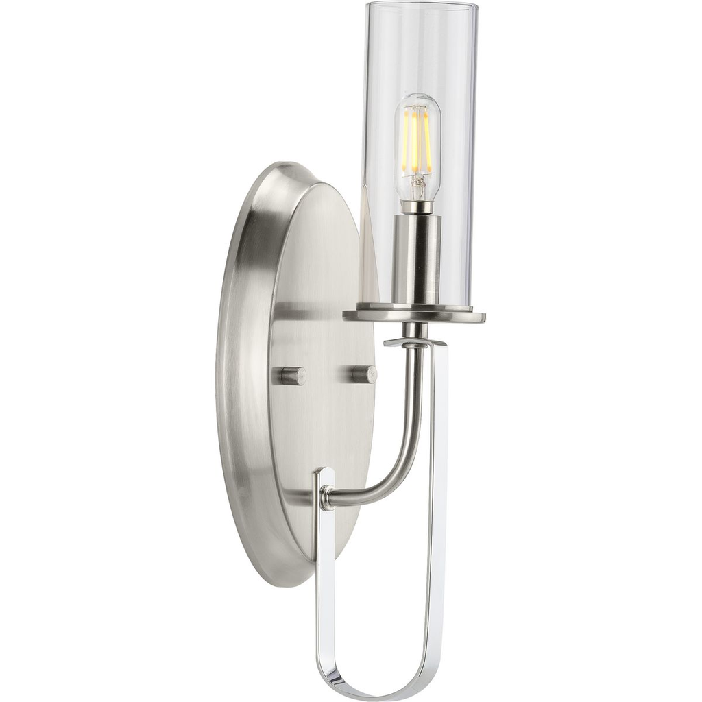 Product image for Progress P710082-009 Riley Collection Brushed Nickel One-Light Wall Bracket