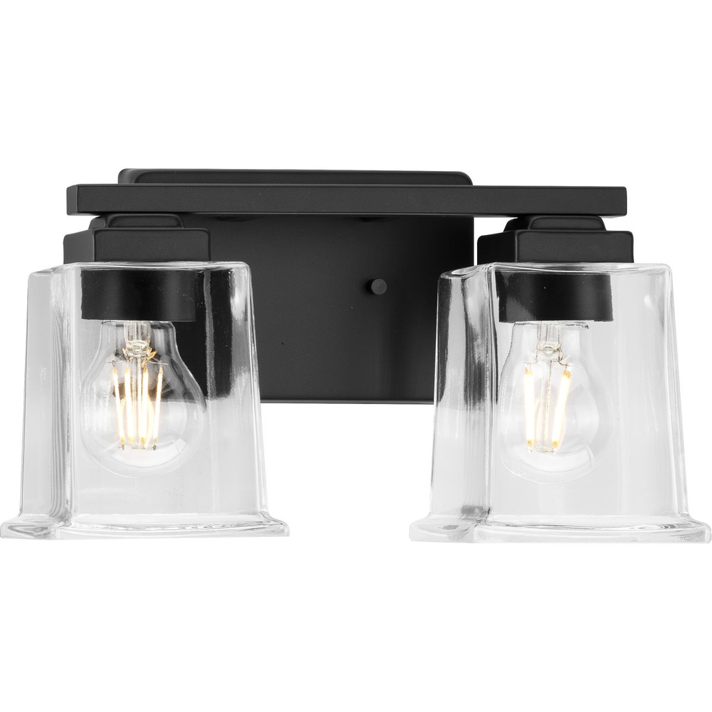 Product image for Progress P300378-31M Gilmour Collection Two-Light Modern Farmhouse Matte Black Clear Glass Bath Vanity Light