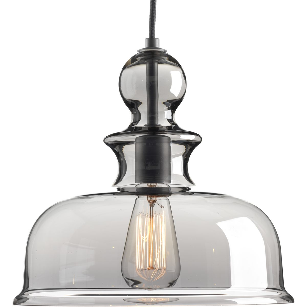 Product image for Progress P5332-143 Staunton Collection One-Light Graphite Smoke Glass Global Pendant Light
