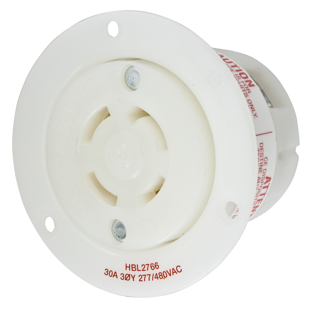 Product image for Hubbell HBL2766 Locking Flanged-Receptacle, 30A 3PH 277/480V, L19-30R