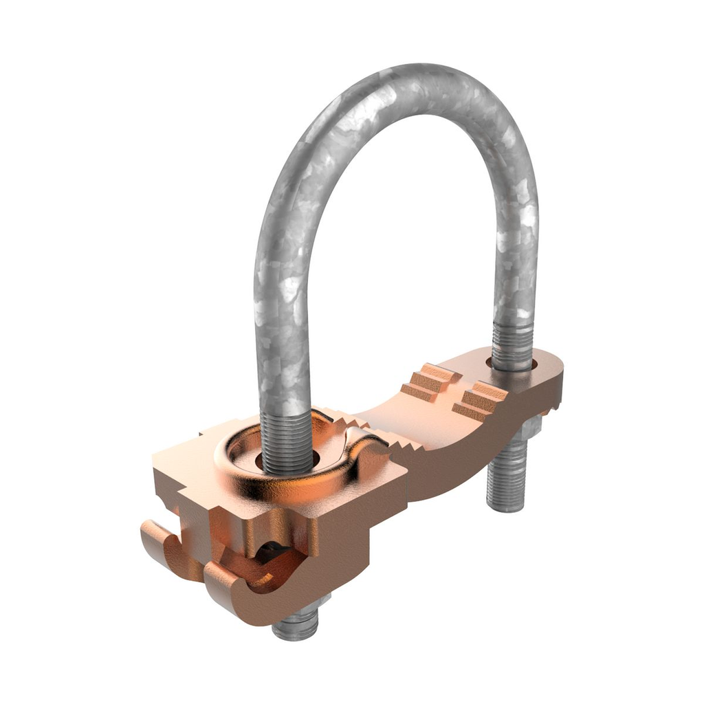 Product image for Burndy GAR3904 Mechanical Grounding Connector, Conductor to Water Pipe, 4-4/0 AWG, 2-1/2" - 3-1/2" Pipe , 3/8" Stud