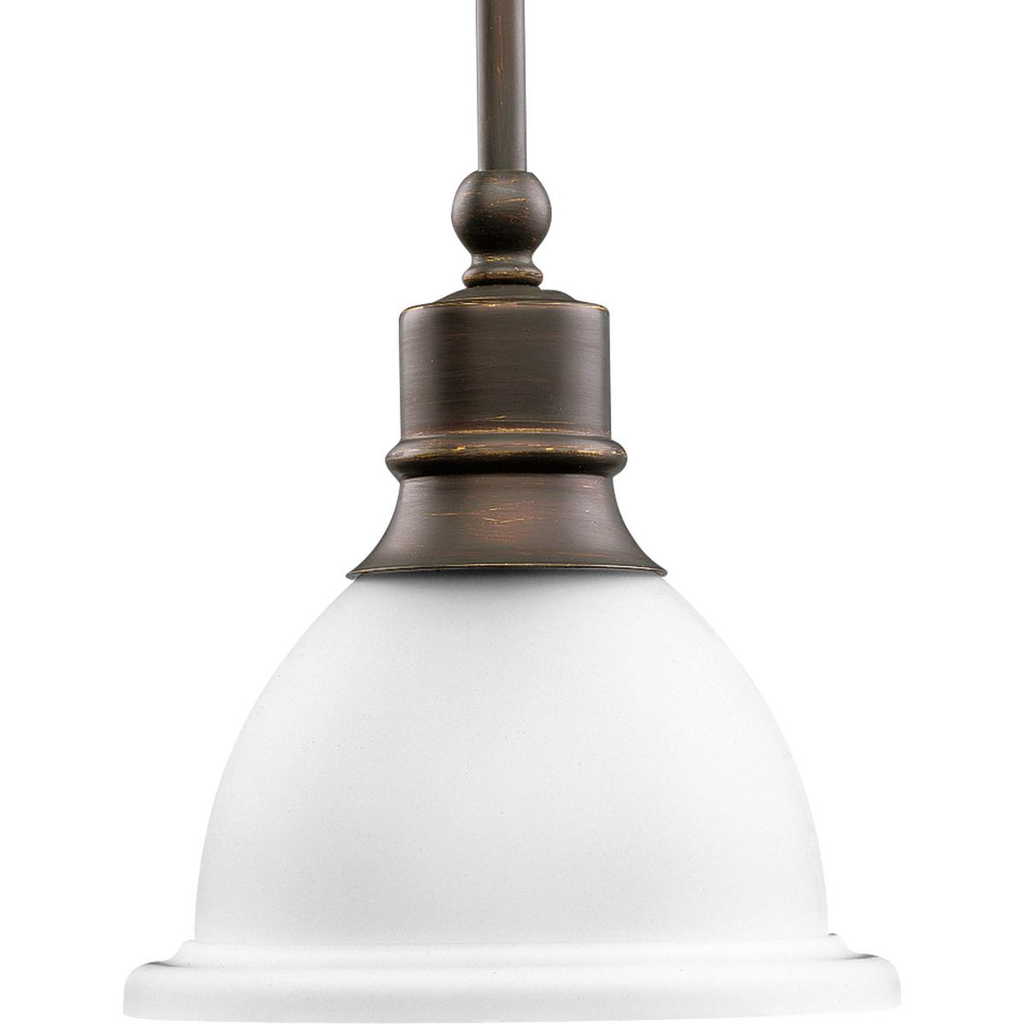 Product image for Progress P5078-20 Madison Collection One-Light Antique Bronze Etched Glass Traditional Mini-Pendant Light