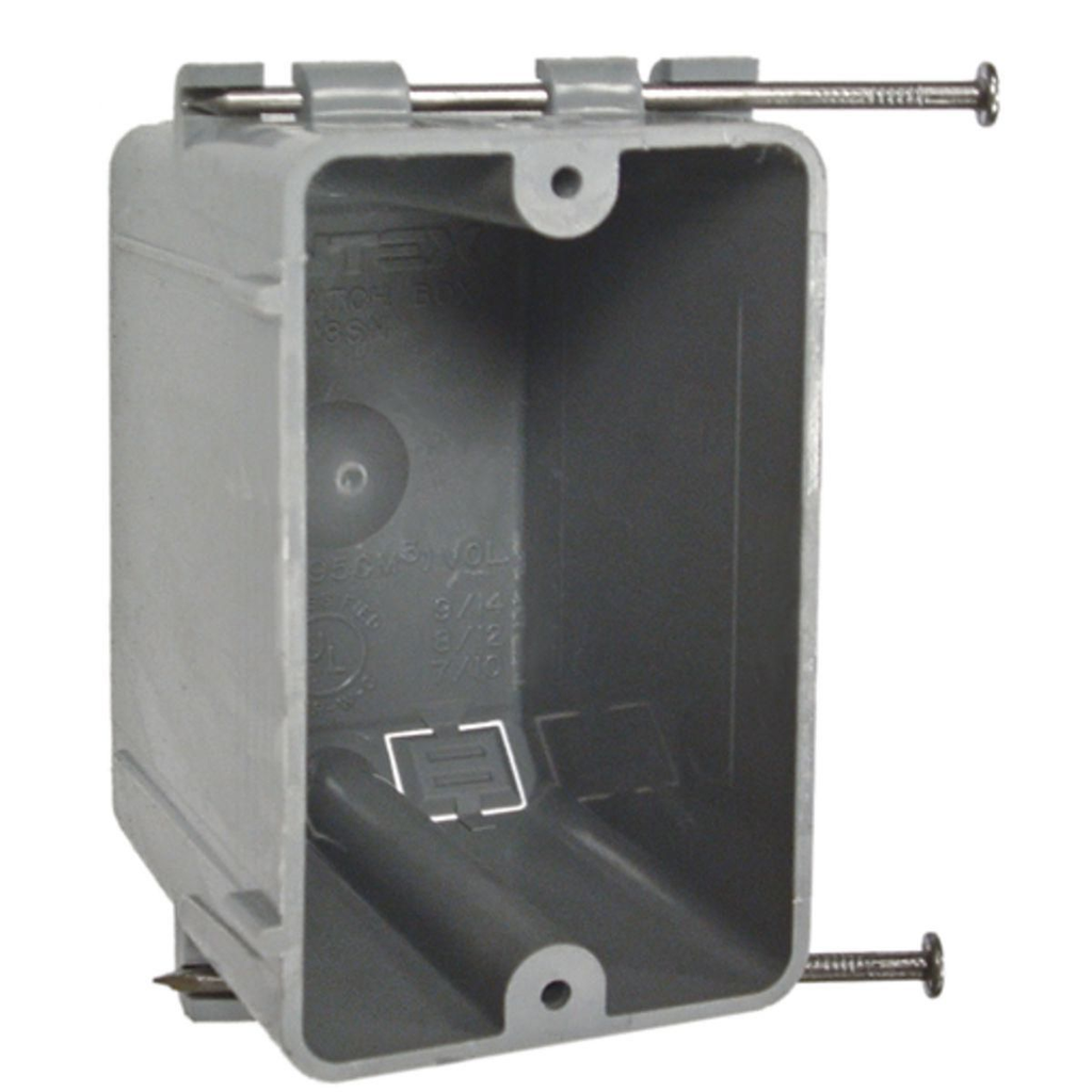 Product image for Raco 7302RAC 1-Device Non-Metallic Cable Box w/Nails, 18.0 cu. in.