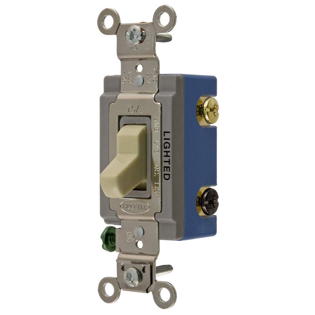 Product image for Hubbell HBL1203IL 15 Amp 120/277 VAC 3-Way Ivory Toggle Switch