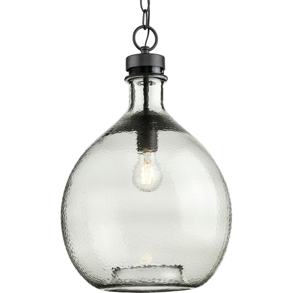 Product image for Progress P500064-143 Zin Collection One-Light Graphite Smoked Textured Glass Global Pendant Light