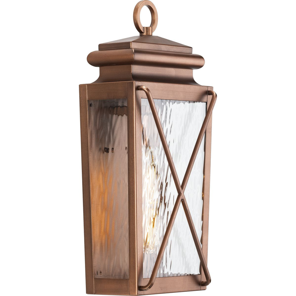 Product image for Progress P560261-169 Wakeford Collection One-Light Antique Copper and Clear Water Glass Transitional Style Small Outdoor Wall Lantern