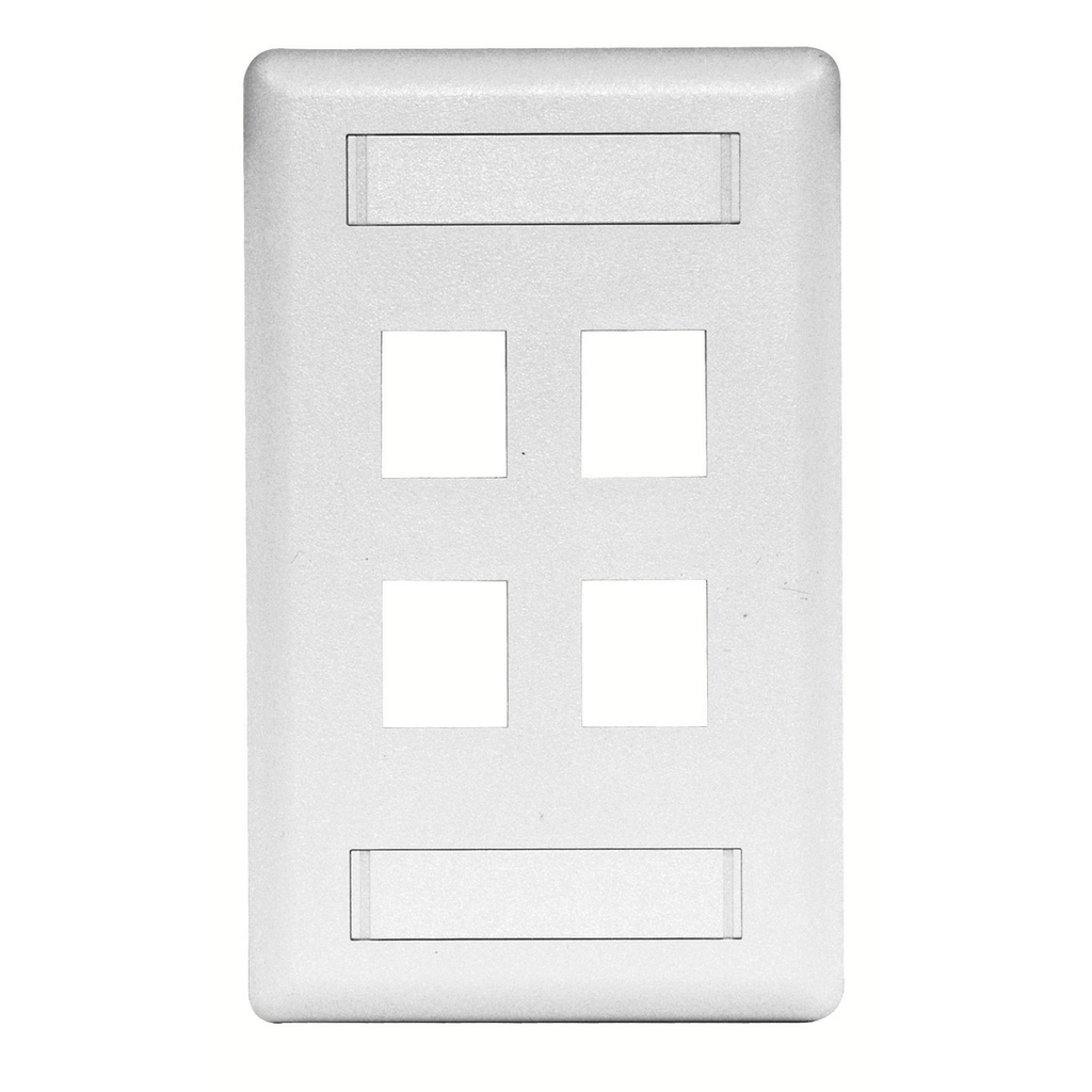 Product image for Hubbell IFP14W 1-Gang White 4-Port Data Communication Face Plate