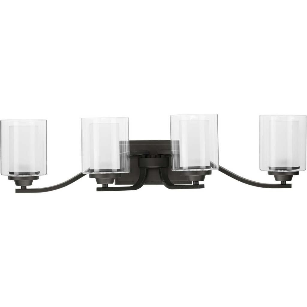 Product image for Progress P300123-143 Kene Collection Four-Light Graphite Clear Glass Craftsman Bath Vanity Light