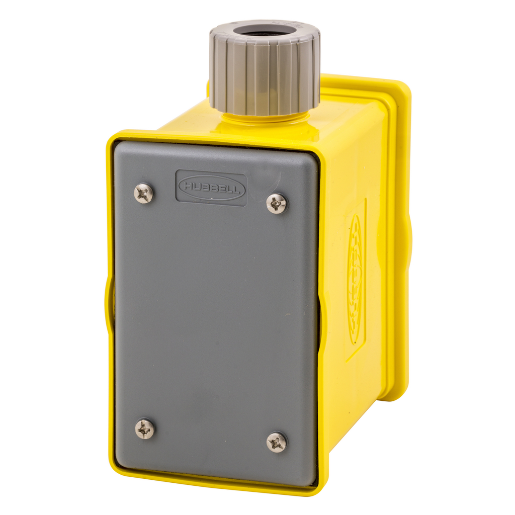 Product image for Hubbell HBLPOB1 Yellow Heavy Duty Portable Outlet Box