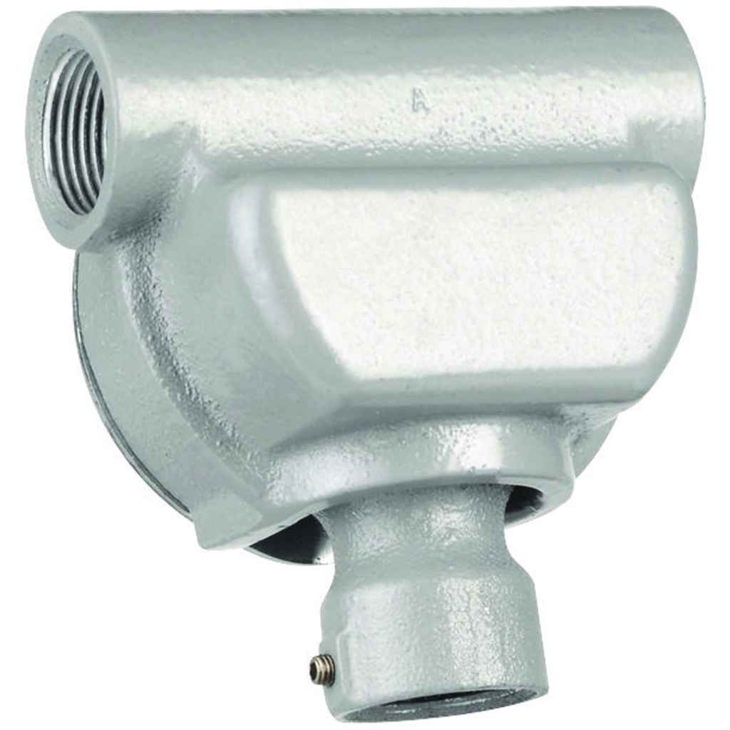 Product image for Killark FHC-21 FH Series - Aluminum Feed-Thru Splice Box/Flexible Fixture Hanger -Fixture Stem Size 1/2" - Hub Size 3/4" (Two Hubs)