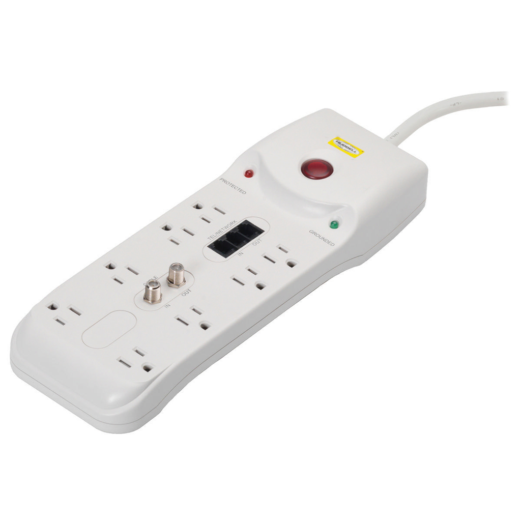 Product image for Hubbell HBL8PS2100MA SPD STRP, 8 Receptacle, 2100 J, TEL/FAX, 6'