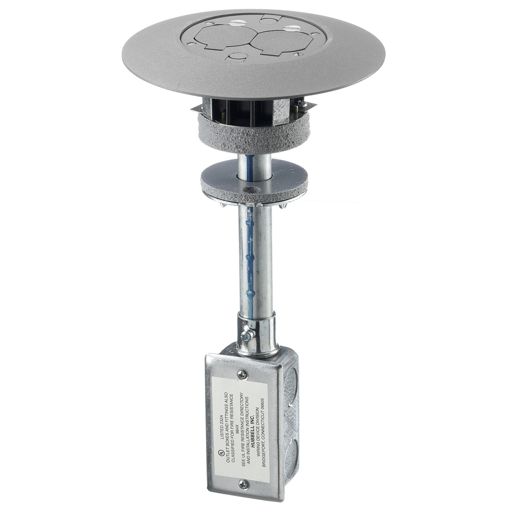 Product image for Hubbell PT7FSDGYA 20 Amp Duplex Receptacle Gray Flush Fire Rated Poke-Through Device