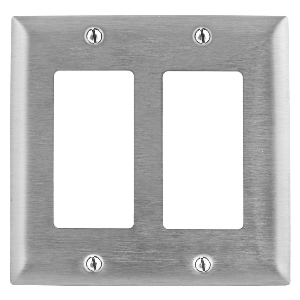 Mayer-DDS-Wallplates and Boxes, Metallic Plates, 2- Gang, 2) GFCI Openings, Jumbo, Stainless Steel-1