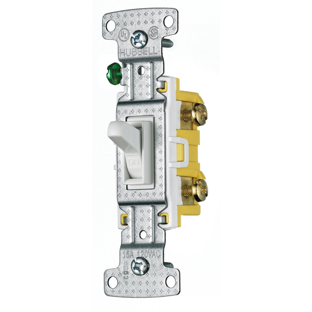 Product image for Hubbell Wiring Devices RS115ILW 15 Amp 120 VAC 1-Pole White Toggle Switch