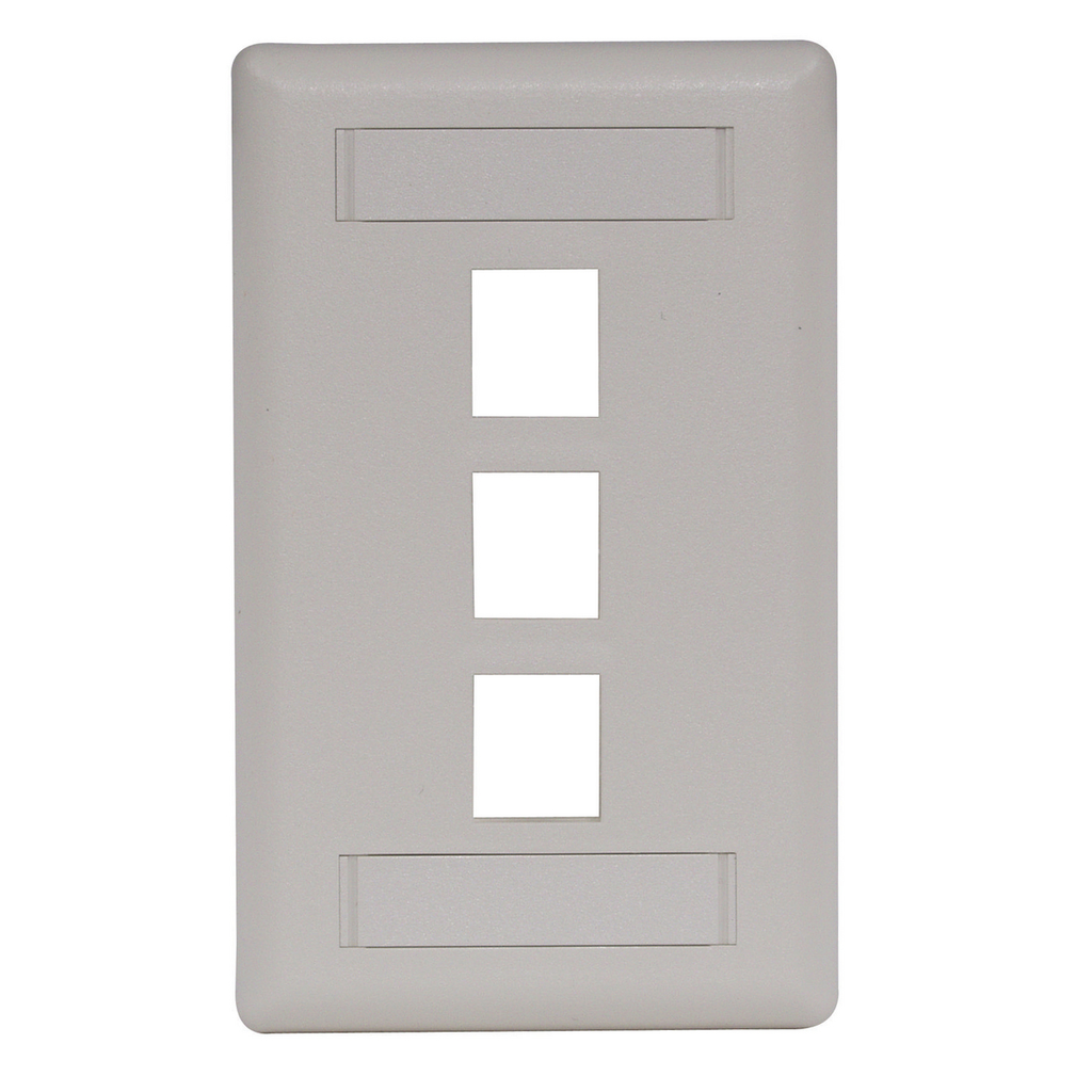 Product image for Hubbell Wiring Devices IFP13OW 1-Gang Office White 3-Port Data Communication Face Plate